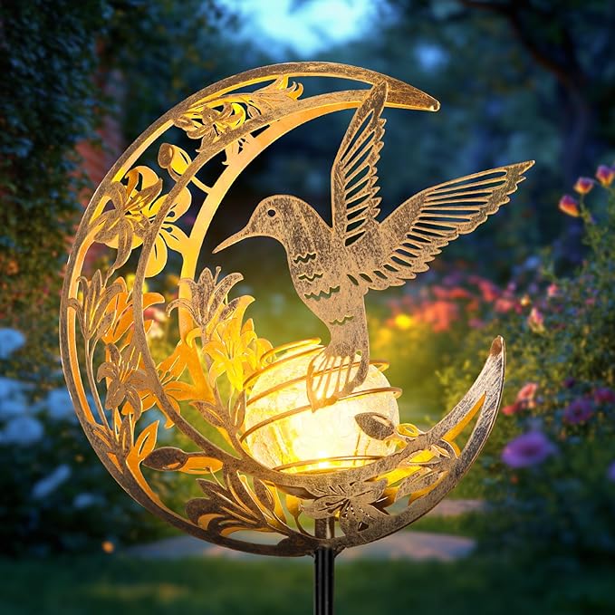 JOBOSI Solar Moon Hummingbird Decorative Light Gift Portable Decorative Ground by JOBOSI