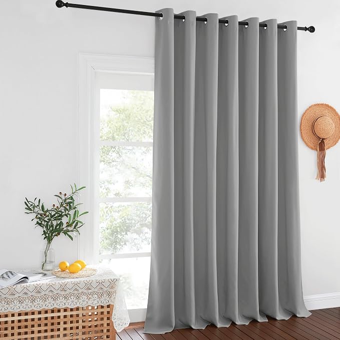 NICETOWN Silver Gray Sliding Door Curtains 108 inches Long - Image 2