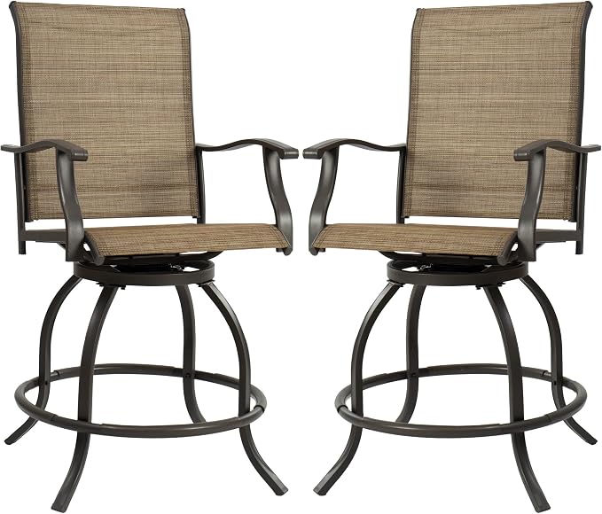 Kozyard Isabella Outdoor Swivel Bar Stools, Counter Height Patio Swivel Chairs - Image 7