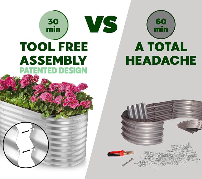 Plant & Plot Galvanized Raised Garden Beds Outdoor // 4×2×2 ft Planter Raised - Image 2