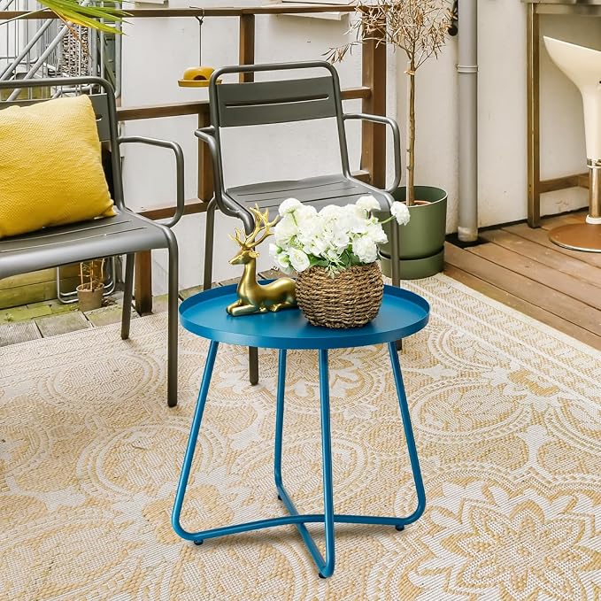 danpinera Outdoor Side Tables, Weather Resistant Steel Patio Side Table - Image 9
