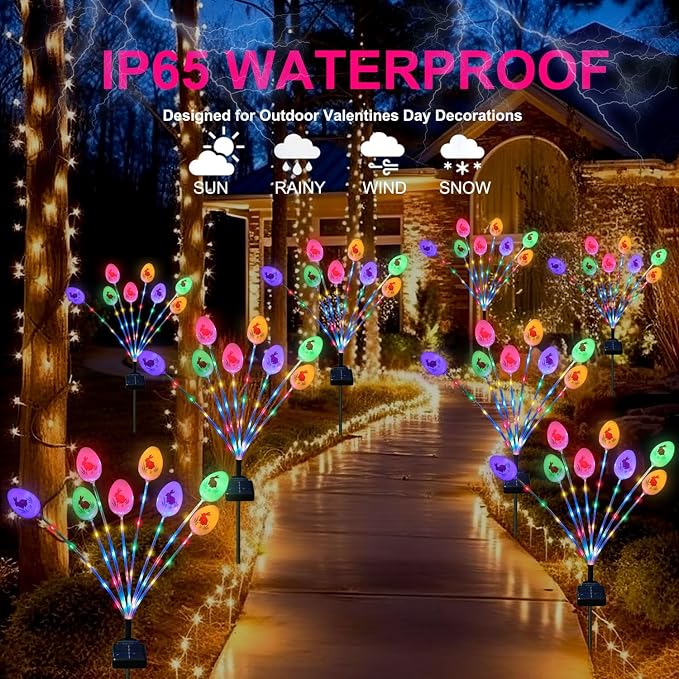 Lmtocs Solar Easter Decorations Outdoor Stake Lights, 2 Packs 16LED Solar Egg - Image 8
