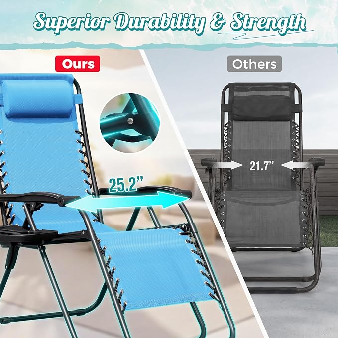Homall Zero Gravity Chair Adjustable Folding Lawn Lounge Chairs Outdoor Lounge - Image 4