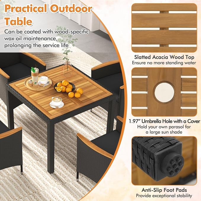 Tangkula 5 Pieces Rattan Outdoor Dining Set - Image 5