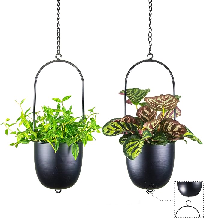 Stackable Metal Hanging Planters, Modern Wall and Ceiling Plant Holders by HemePaha
