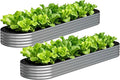 2PCS 12x2x1FT Galvanized Raised Garden Bed Kit, Vegetable Boxes-Oval Metal by Yortrek