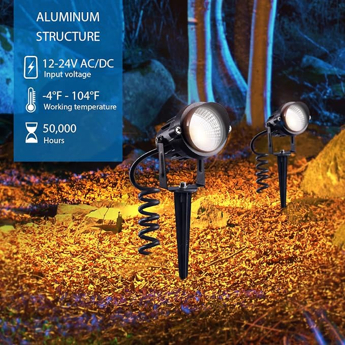 SUNVIE 12W LED Landscape Lighting Low Voltage Waterproof Garden Pathway Lights - Image 3