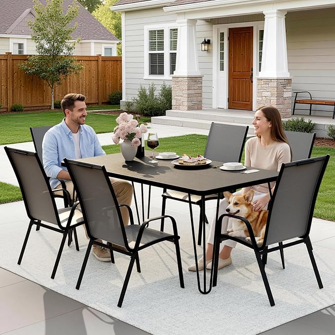 JEAREY Patio Dining Chairs Set of 6, Outdoor Stackable Dining Furniture Set - Image 6
