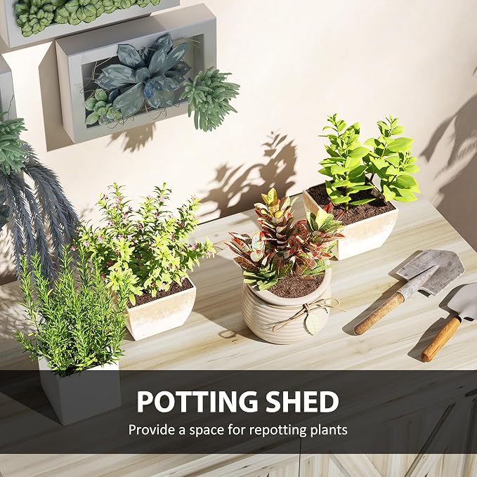 Outsunny Wood Garden Shed, Compact Outdoor Storage Cabinet Potting Shed - Image 4