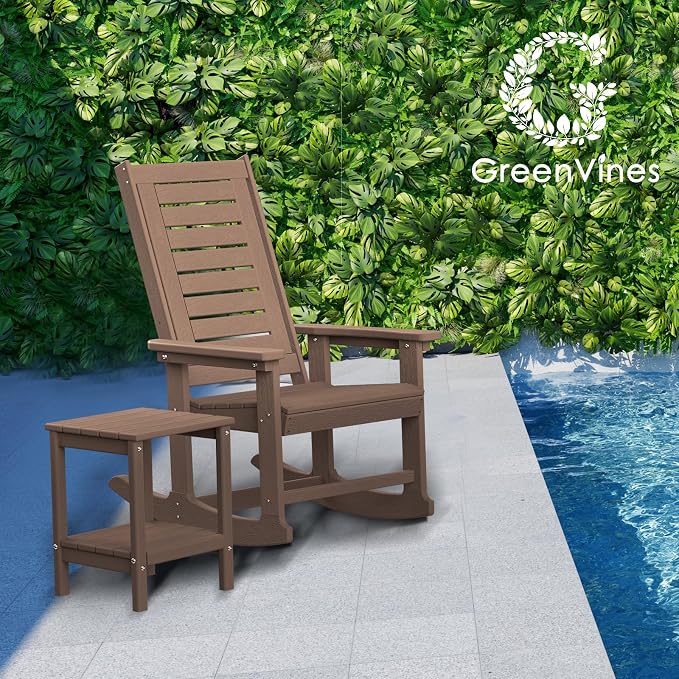 GREENVINES Outdoor Rocking Chairs | Set of 2 | Porch Rocker | HDPE Plastic | - Image 4