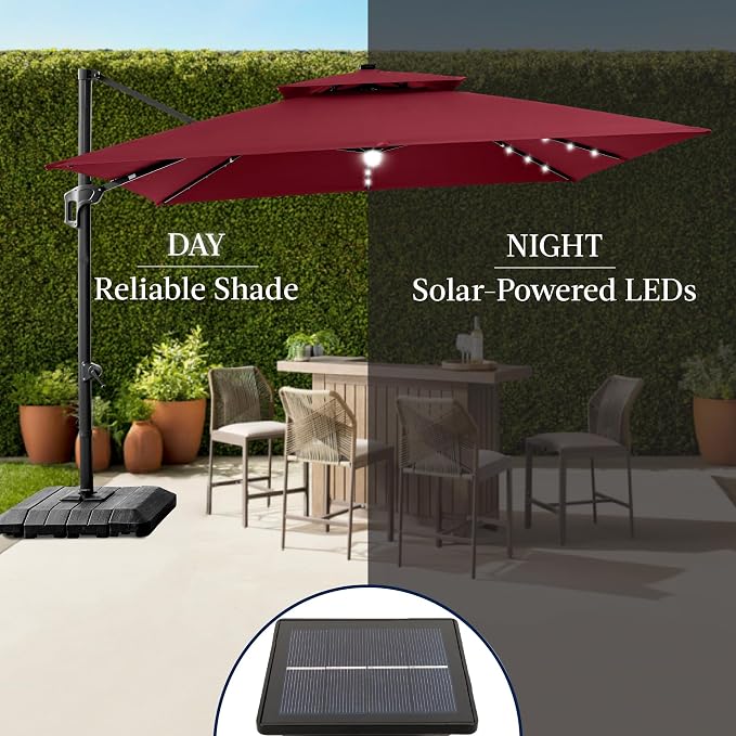 Best Choice Products 12x12ft LED Cantilever Patio Umbrella w/Base Included & - Image 6
