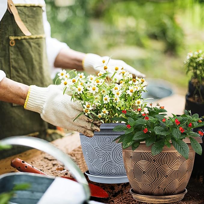 6 Inch Flower Pots Planters for Indoor Outdoor Plants, 6 Pack Plastic Small - Image 2
