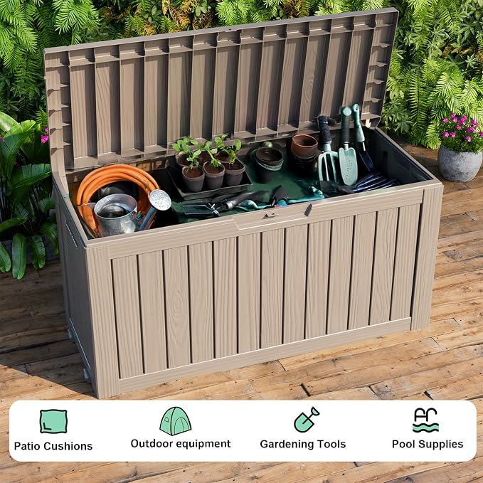 EasyUp 90 Gallon Outdoor Deck Box Waterproof, UV Resistant Resin Outdoor - Image 4