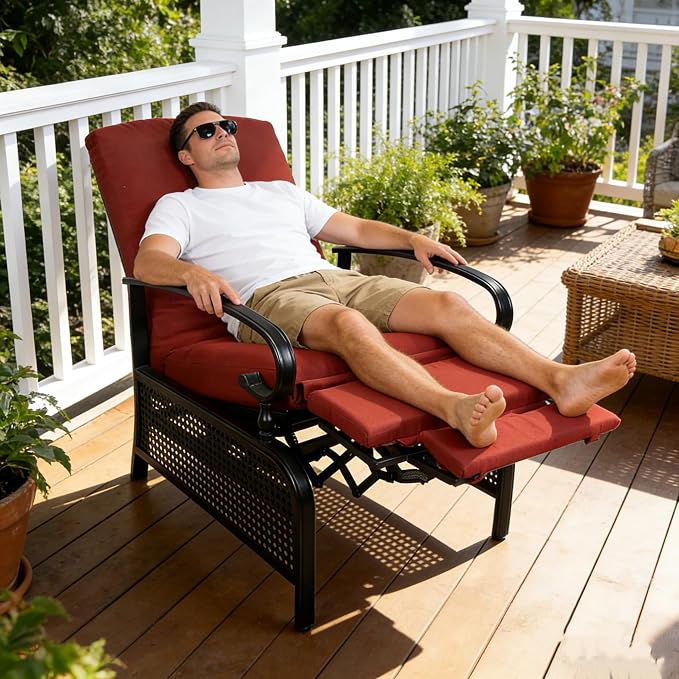 Kozyard Adjustable Outdoor Reclining Lounge Chair, Cushioned Patio Chaise Lounge - Image 6