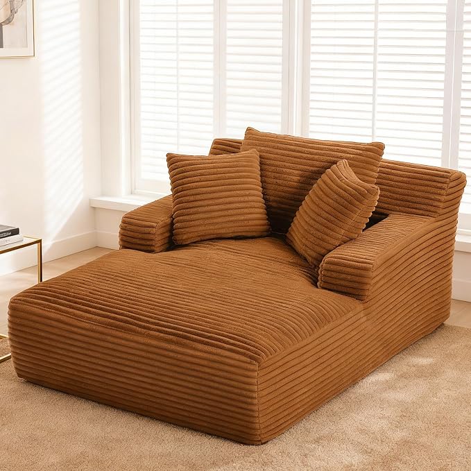 66" Chaise Lounge Chair Indoor, Oversized Boneless Couch Comfy Upholstered by VEPXXP