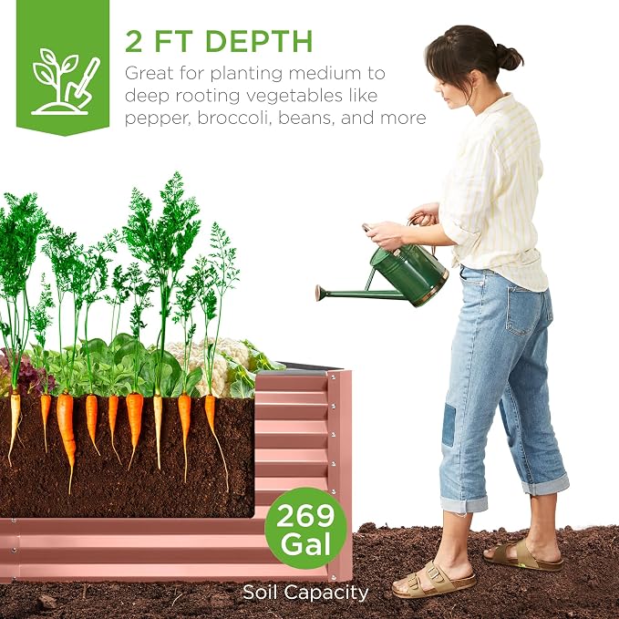 Best Choice Products 6x3x2ft Outdoor Metal Raised Garden Bed, Deep Root Box - Image 3