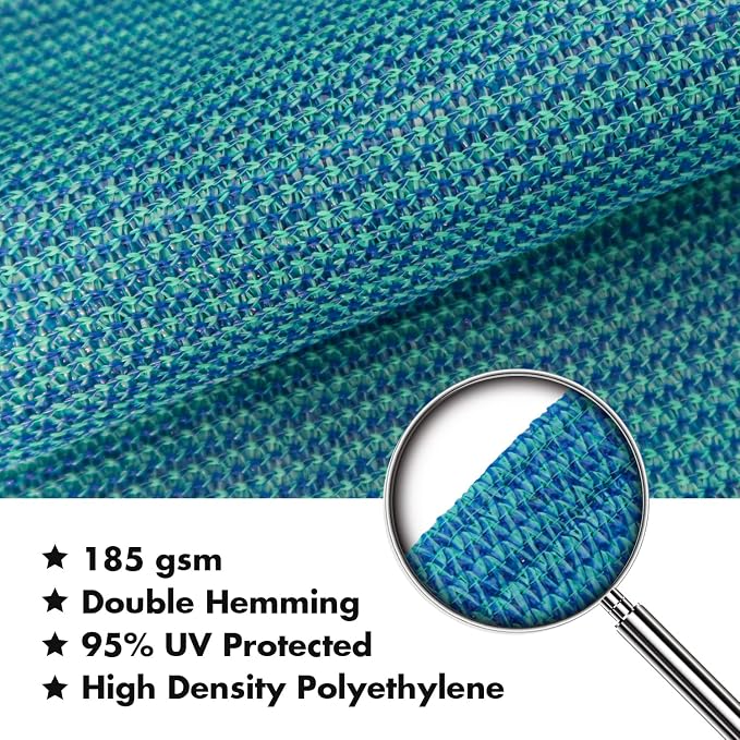 KANAGAWA 6'X9' Turquoise Mix Custom Size Sun Shade Sail Rectangle UV Block - Image 4
