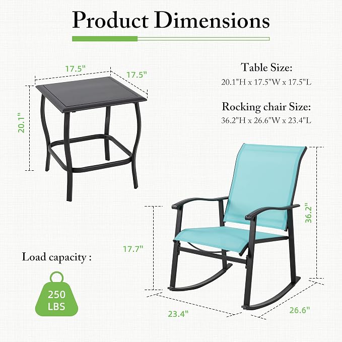 Shintenchi 3 Piece Rocking Bistro Set, Outdoor Furniture - Image 6