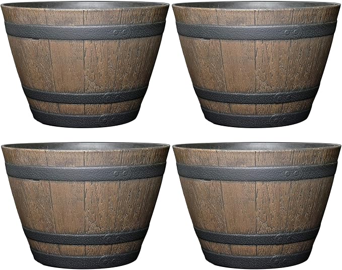 Classic Home and Garden Whiskey Plastic Resin Flower Pot Barrel Planter by ClassicHomeandGarden