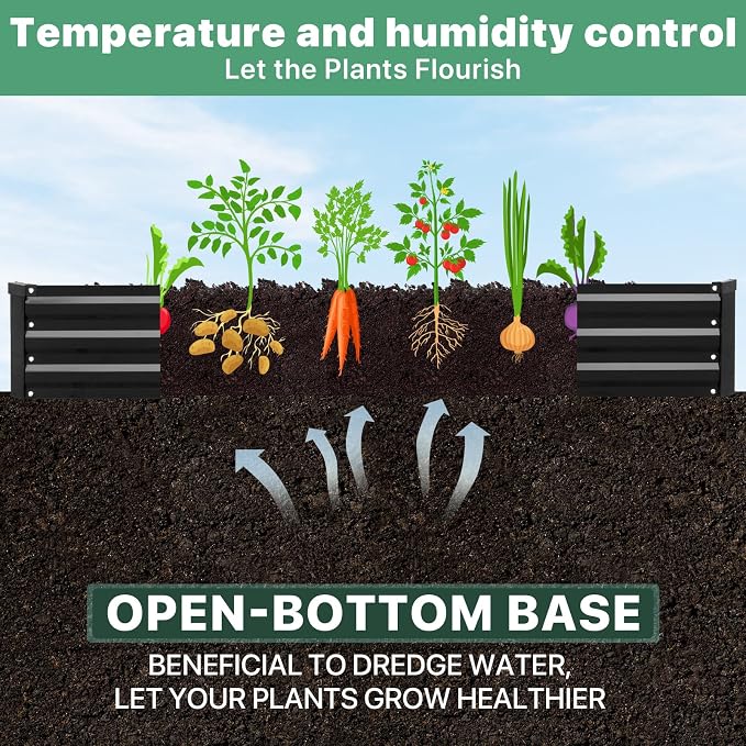 2 Pack 8×4×1ft Galvanized Metal Raised Garden Bed, Metal Planter Kit Box Outdoor - Image 4