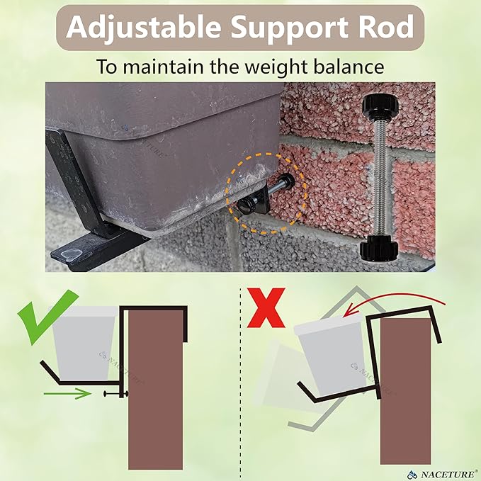 Window Box Brackets for Railing- 4 Pcs Adjustable Planter - Image 4