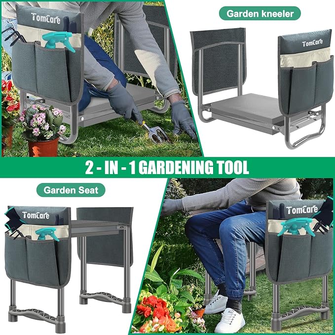 TomCare Garden Kneeler and Seat 10.64” Wider Larger Soft Kneeling Pad Garden - Image 7
