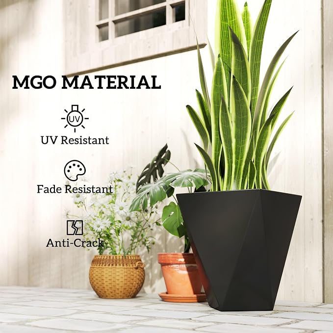 Outsunny Set of 3 Tall Planters, MgO Indoor Outdoor Planters - Image 6