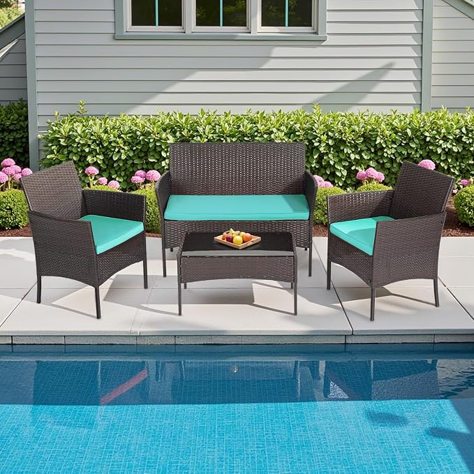 FDW Patio Furniture Set PE Rattan Patio Set Wicker Outdoor Furniture Bistro Set - Image 2