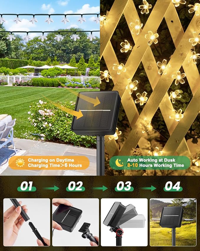 Brightown 60 LED Solar String Lights Flower Outdoor Waterproof Fairy Lights - Image 5