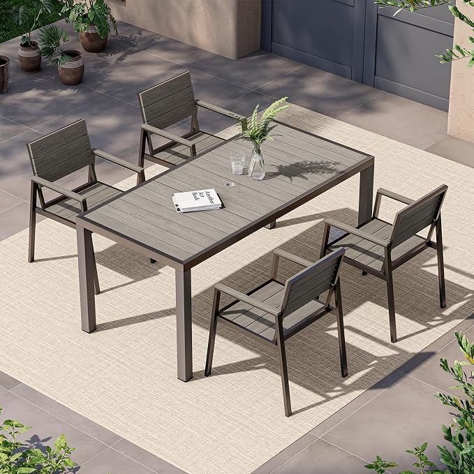 5-Piece Outdoor Dining Set, Aluminum Dining Table Set by Vexwalx