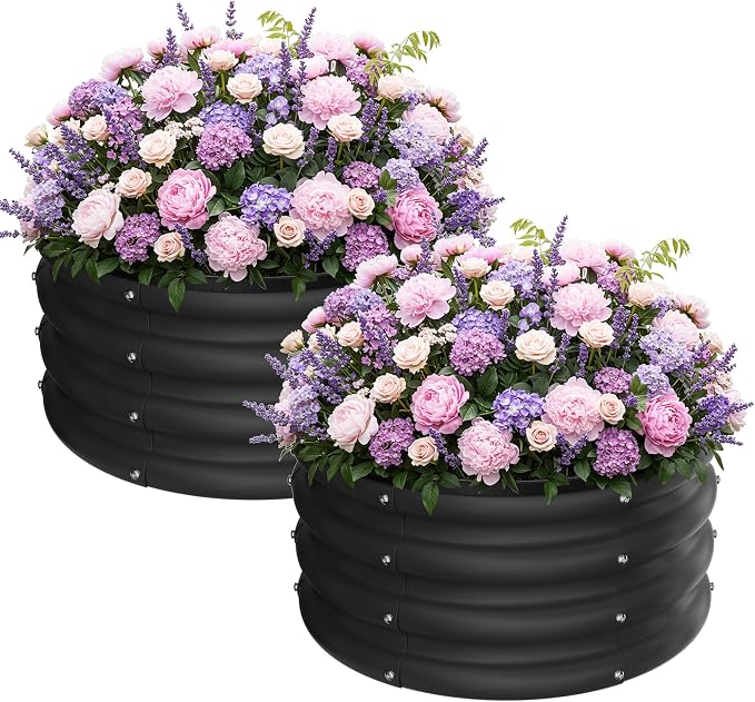 ZXZYHFTY Round Galvanized Raised Garden Bed kit, Round Large Metal Raised by ZXZYHFTY
