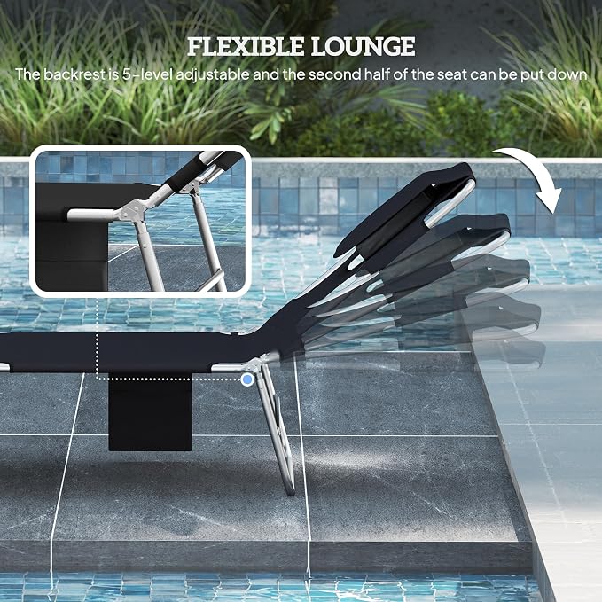 Outsunny Chaise Lounge Chair Outdoor Set of 2 - Image 4