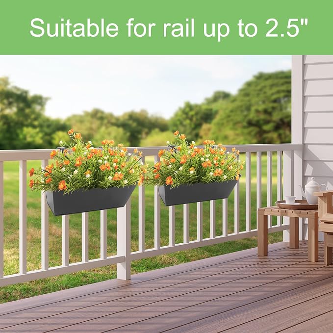 Railing Planters Outdoor Balcony 16 Inch Deck Over The Railing Planter Boxes - Image 6