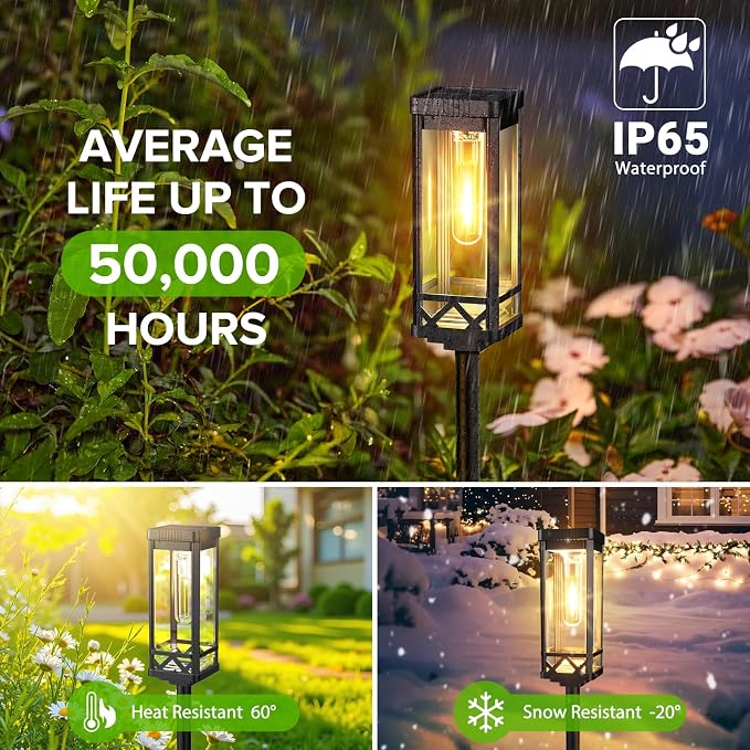 KOOPER Taller Solar Pathway Lights Outdoor, 6 Pack Upgraded Brighter Solar - Image 3