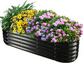 17" Tall Outdoor Garden Raised Garden Bed Kits, 5ft X 2ft Oval, 0.8MM Thick by YSEJOMP