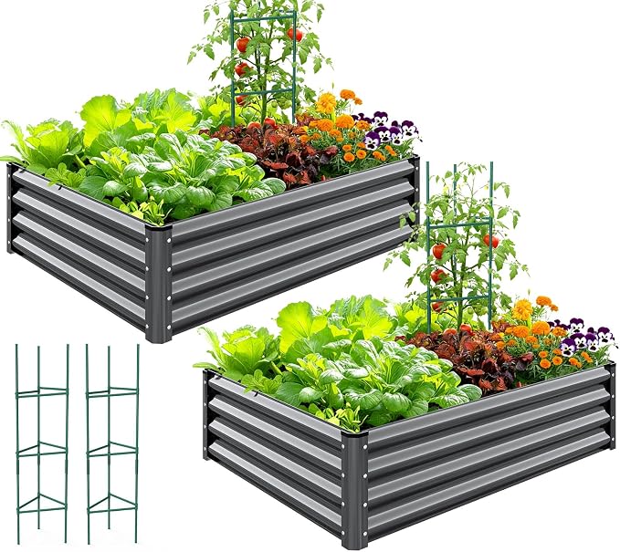 Quictent Galvanized Raised Garden Bed 4x3x1 Ft Metal Planter Box by QUICTENT