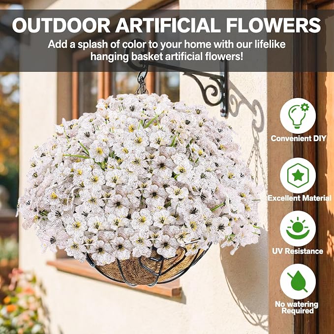 22 Pack Artificial Flowers Outdoor Fake Plants, Faux Flowers UV Resistant - Image 2