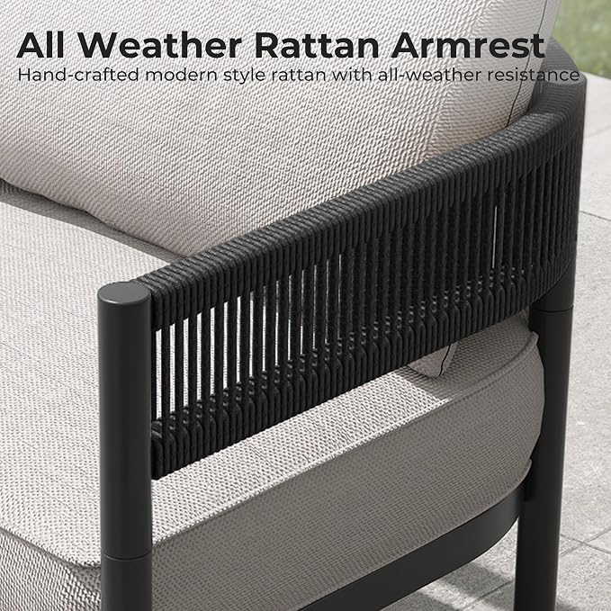 Grand patio 5-Piece Outdoor Furniture Set, 5 Seats Wicker Sofa Conversation Set - Image 7