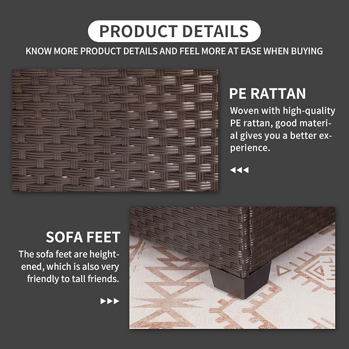 Rattaner Patio Furniture Wicker Coffee Table Outdoor Garden Square Side Table - Image 6