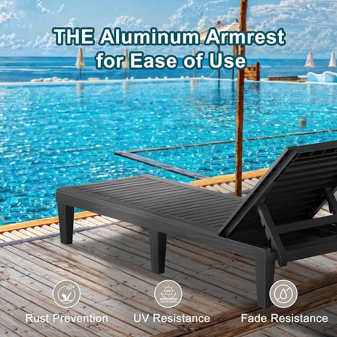 EasyUp Chaise Lounge Chair Outdoor, Resin Lounge Chair - Image 7