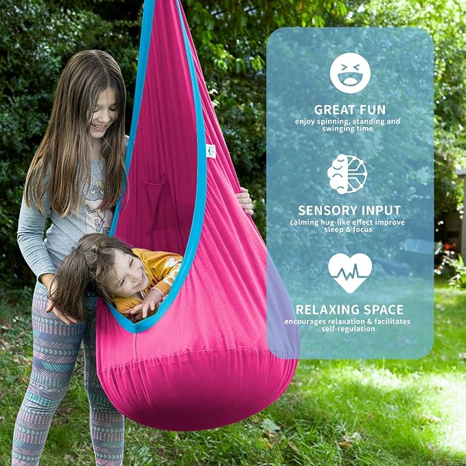 OUTREE Kids Pod Swing Seat, Cotton Child Hammock Swing Chair, Sensory Swing - Image 4