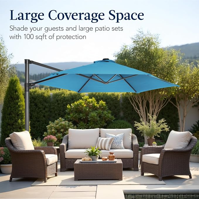 Best Choice Products 10ft Offset Cantilever Hanging Market Patio Umbrella - Image 4