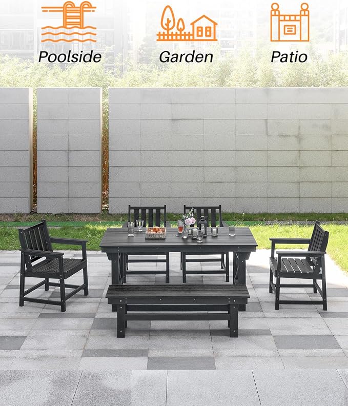 HDPE Outdoor Bench, Poly Lumber Adirondack Benches, Fade-Resistant HDPE Garden - Image 5