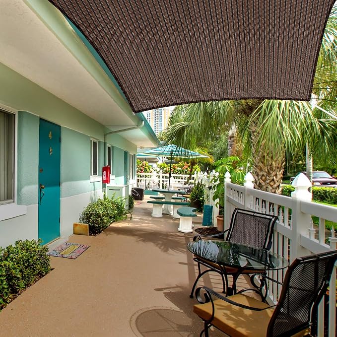 Eden's Decor Straight Flat-Edged Sun Shade Sail Rectangular 11' x 17' Brown - Image 5
