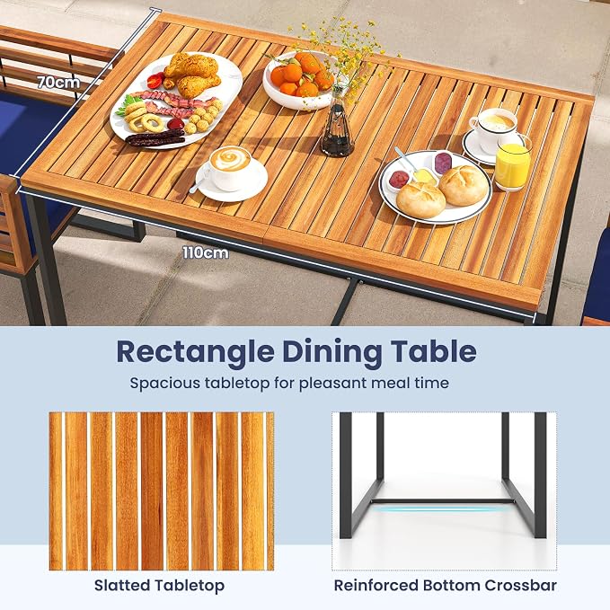 Tangkula 3 Piece Outdoor Dining Set, 2 Acacia Wood Armchairs - Image 9