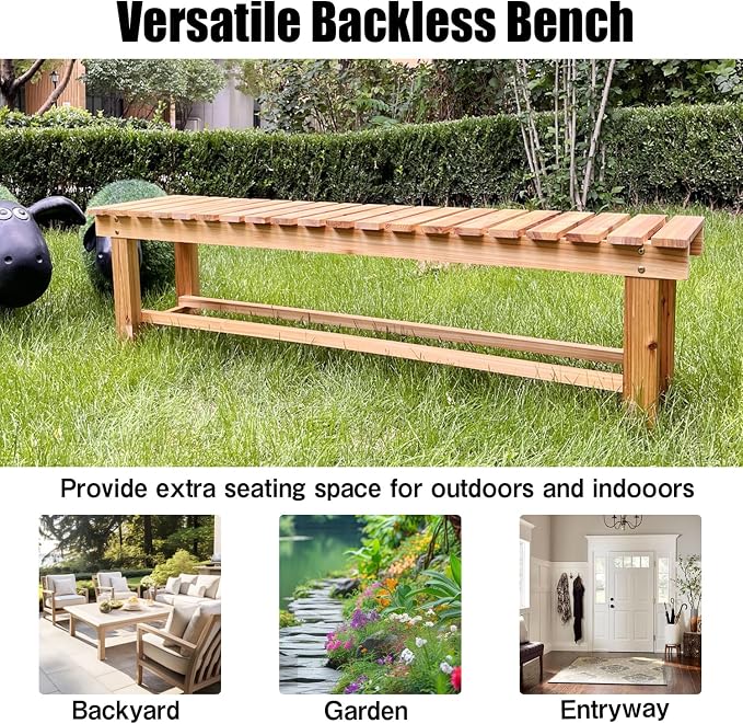 35.4'' Outdoor Garden Benches Weatherproof Patio Bench Two-Person Seat Backless - Image 5
