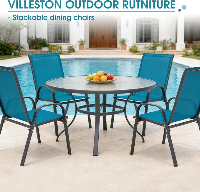 Outdoor Stackable Chairs Set of 4, Stacking Patio Chairs - Image 7