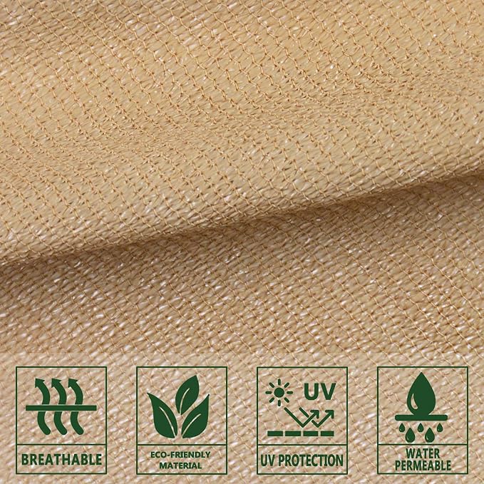 SUNLAX Sun Shade Sail 13' x 13' x 13' Sand Triangle Canopy Sail Shade Cover UV - Image 6