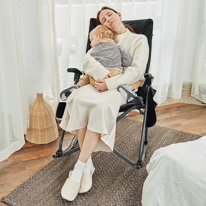 EVER ADVANCED Oversized Folding Rocking Camping Chair, Padded Portable Rocker - Image 2
