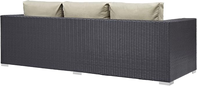 Modway Convene Wicker Rattan Outdoor Patio Sofa in Espresso Beige - Image 5